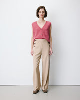 Pantalón de traje de tiro alto beige Alexander