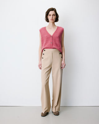 Pantalón de traje de tiro alto beige Alexander