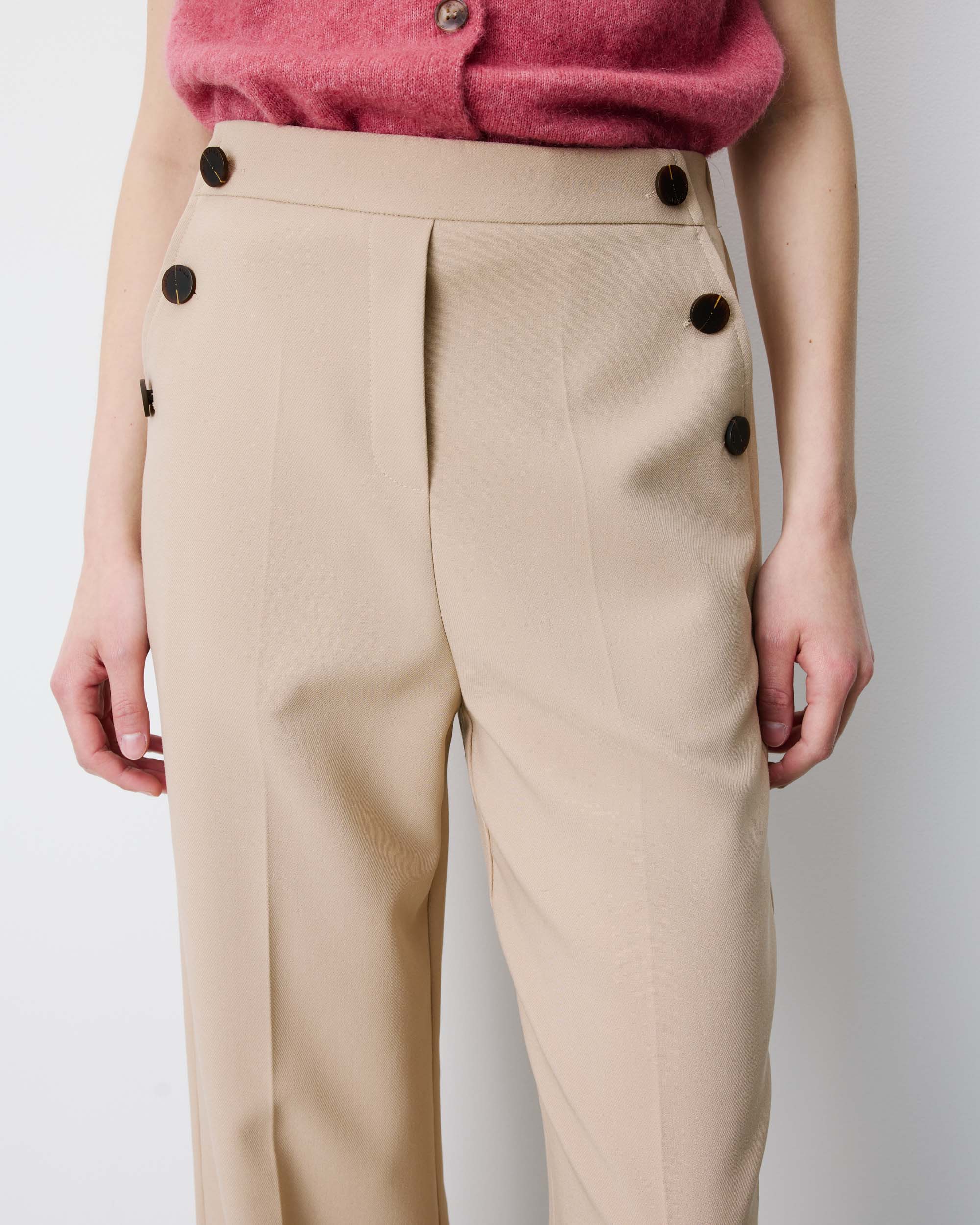 Pantalón de traje de tiro alto beige Alexander