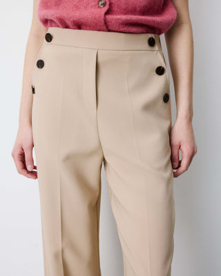 Pantalón de traje de tiro alto beige Alexander