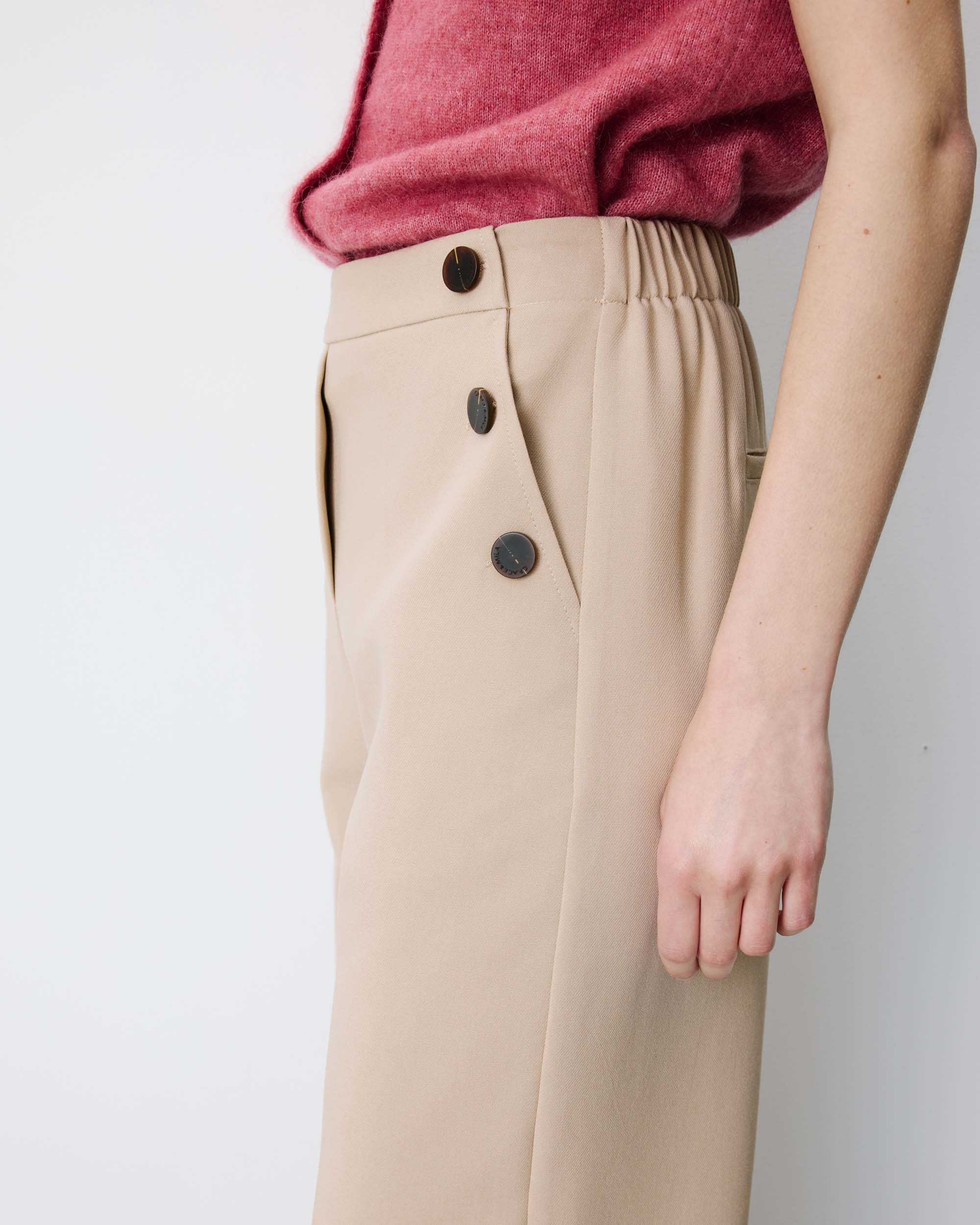 Pantalón de traje de tiro alto beige Alexander