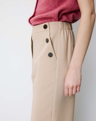 Pantalón de traje de tiro alto beige Alexander