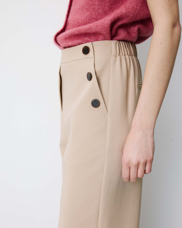 Pantalón de traje de tiro alto beige Alexander