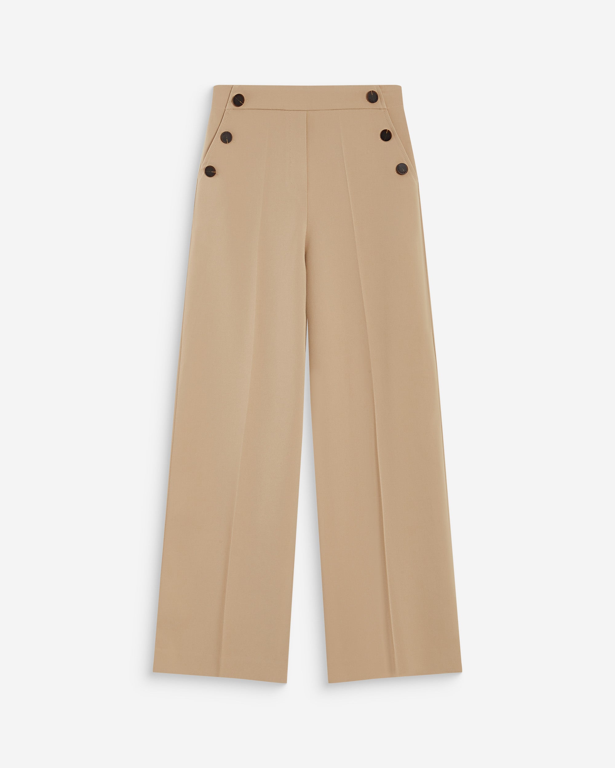 Pantalón de traje de tiro alto beige Alexander