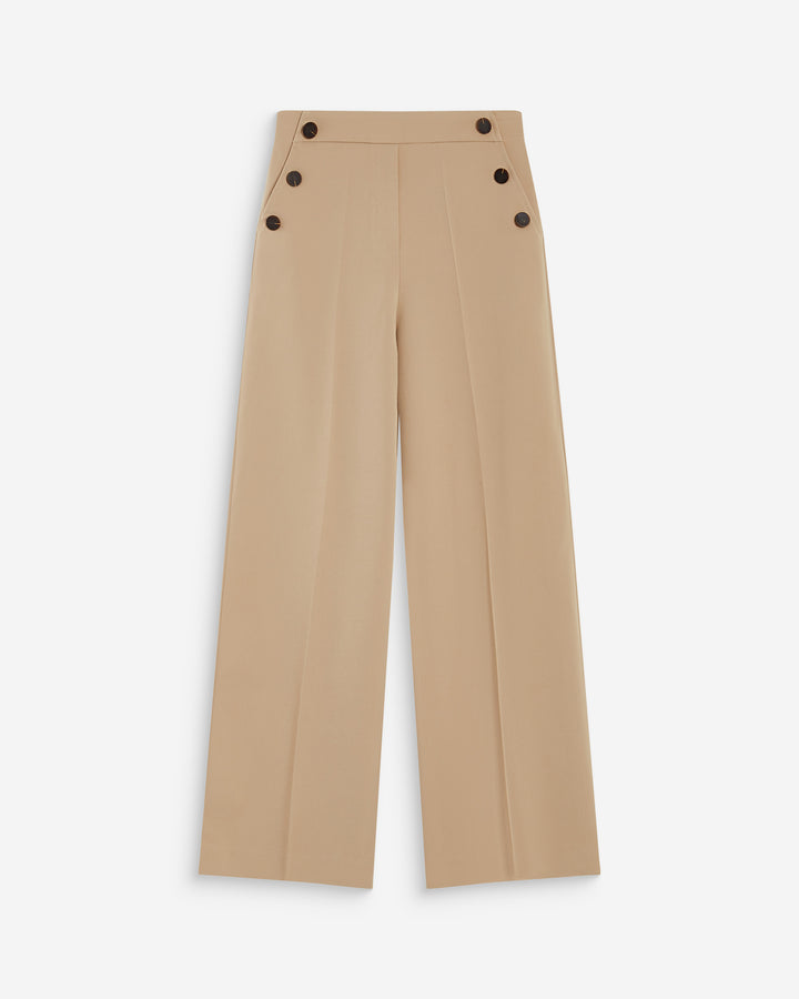 Pantalón de traje de tiro alto beige Alexander