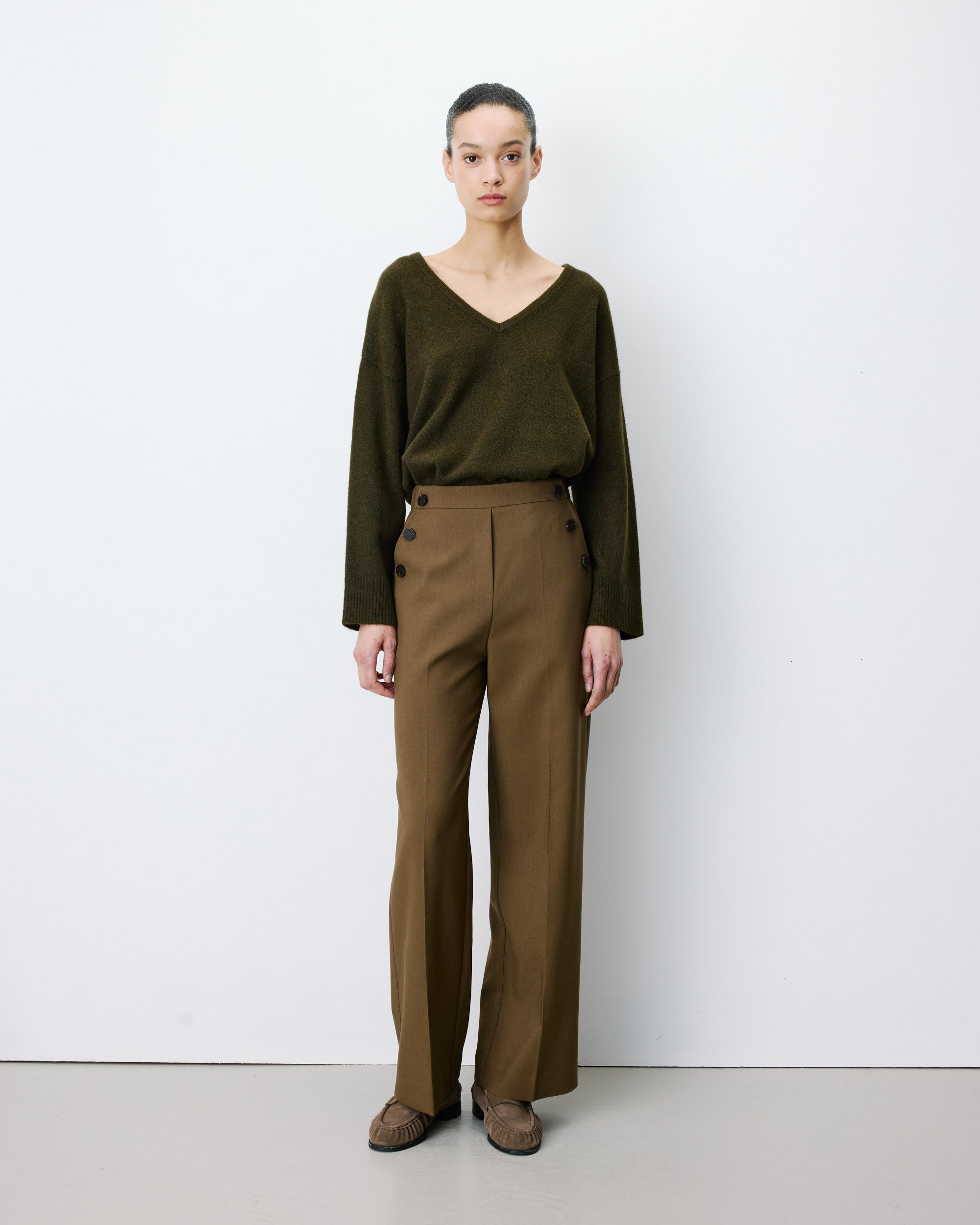 High-rise wide-leg tailored pants kaki Alexander