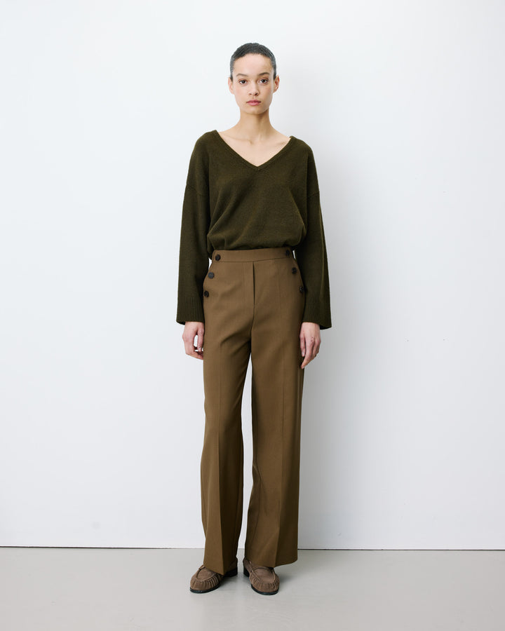 High-rise wide-leg tailored pants kaki Alexander