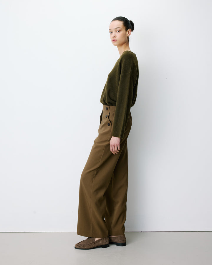 High-rise wide-leg tailored pants kaki Alexander