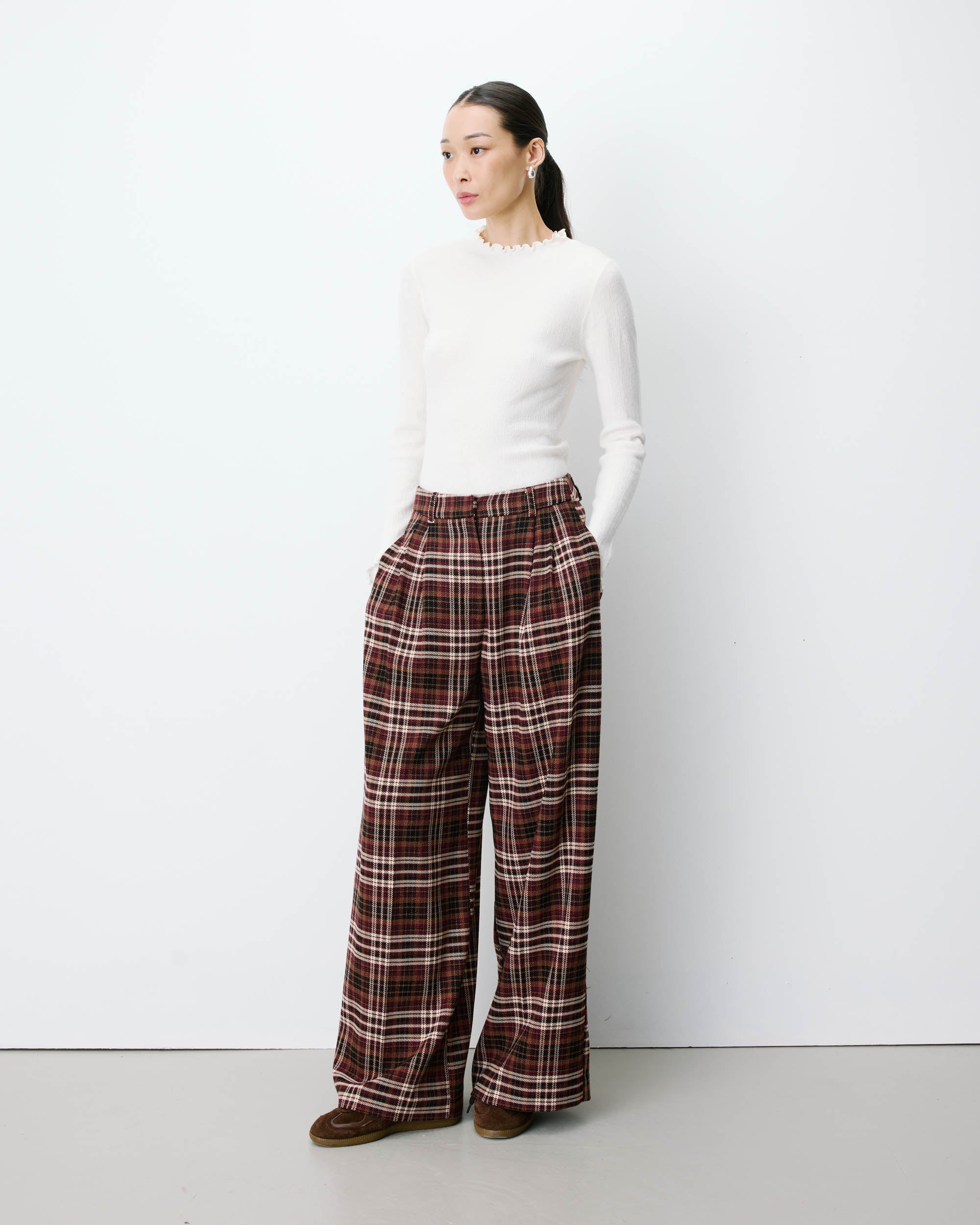 Pantalon tailleur oversize à carreaux cherry Arenzo