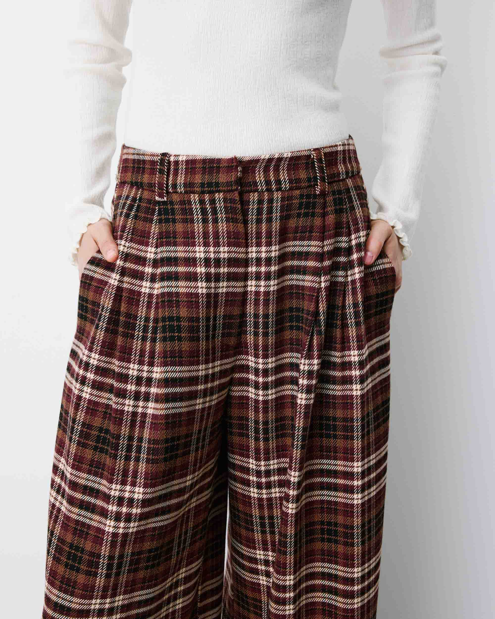 Pantalon tailleur oversize à carreaux cherry Arenzo