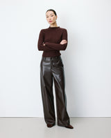 Textured faux-leather barrel pants chocolat Artius