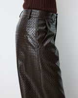Textured faux-leather barrel pants chocolat Artius