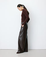 Textured faux-leather barrel pants chocolat Artius
