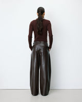 Textured faux-leather barrel pants chocolat Artius