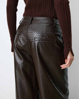 Textured faux-leather barrel pants chocolat Artius
