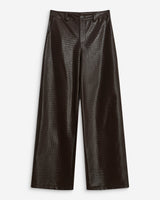 Textured faux-leather barrel pants chocolat Artius