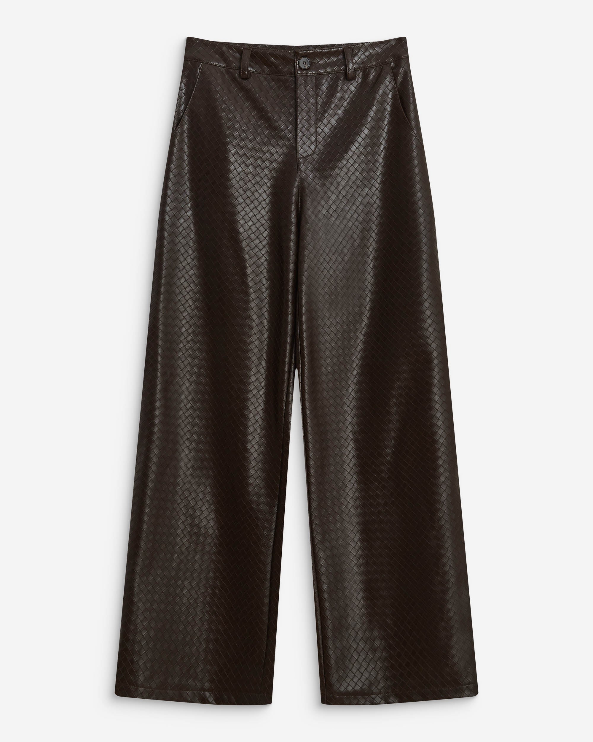 Textured faux-leather barrel pants chocolat Artius