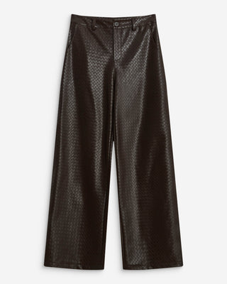Textured faux-leather barrel pants chocolat Artius