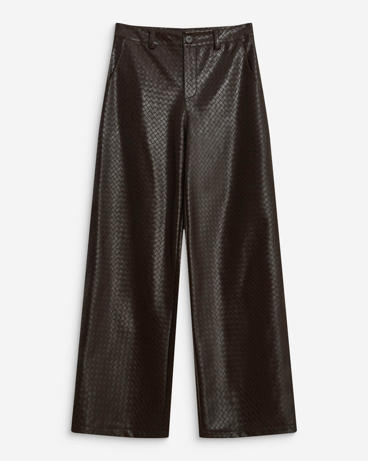 Textured faux-leather barrel pants chocolat Artius