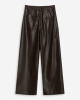 Textured faux-leather barrel pants chocolat Artius