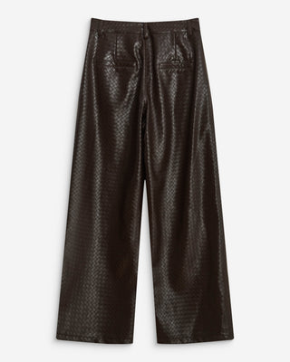 Textured faux-leather barrel pants chocolat Artius