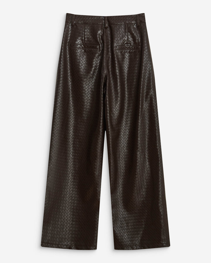 Textured faux-leather barrel pants chocolat Artius
