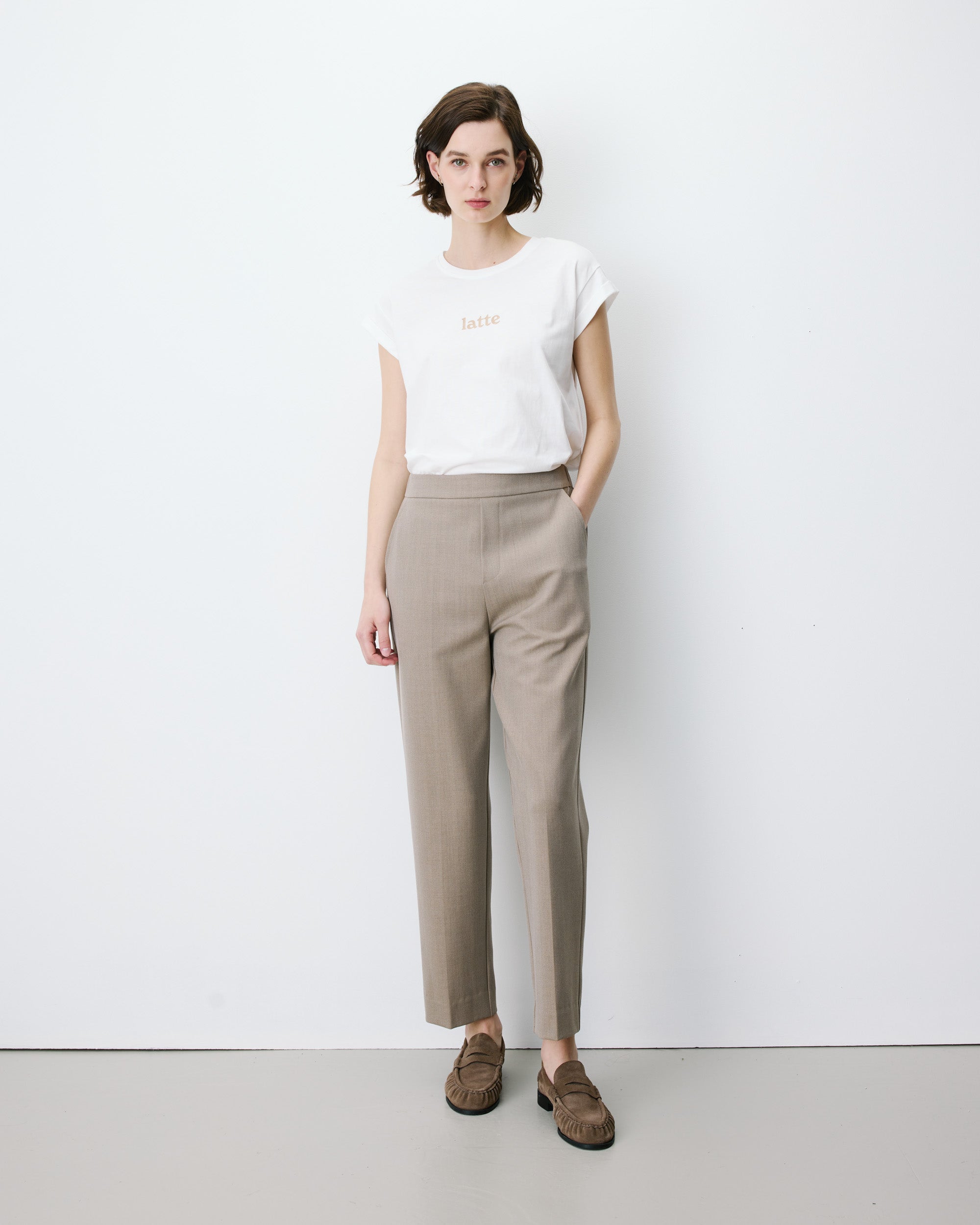 cigarette pants beige The design Skinny Cigarette Pants - Beige