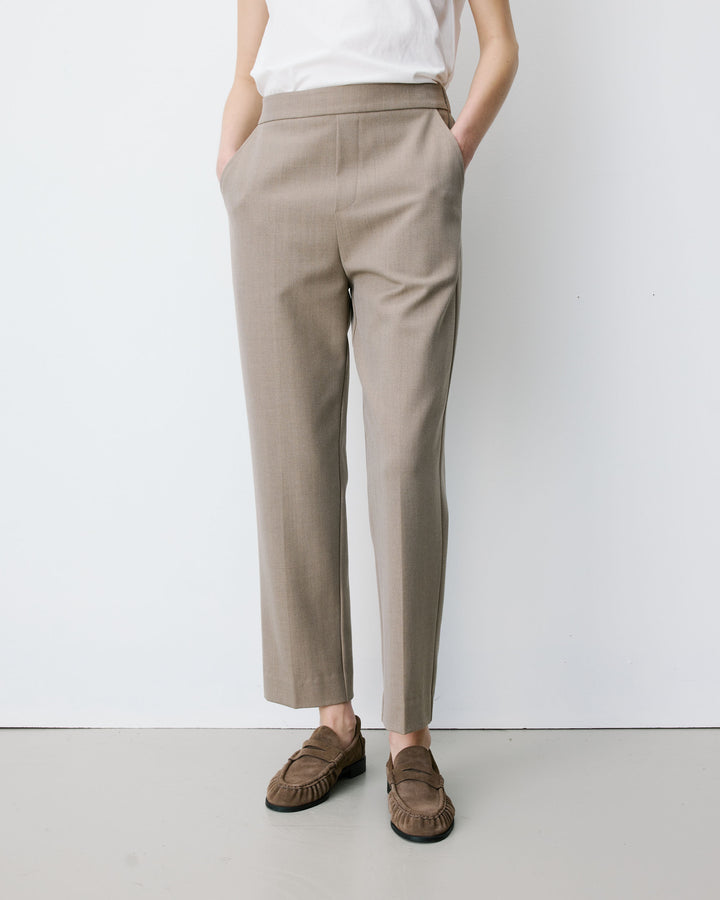 Pantalon cigarette court taille haute beige Armstrong