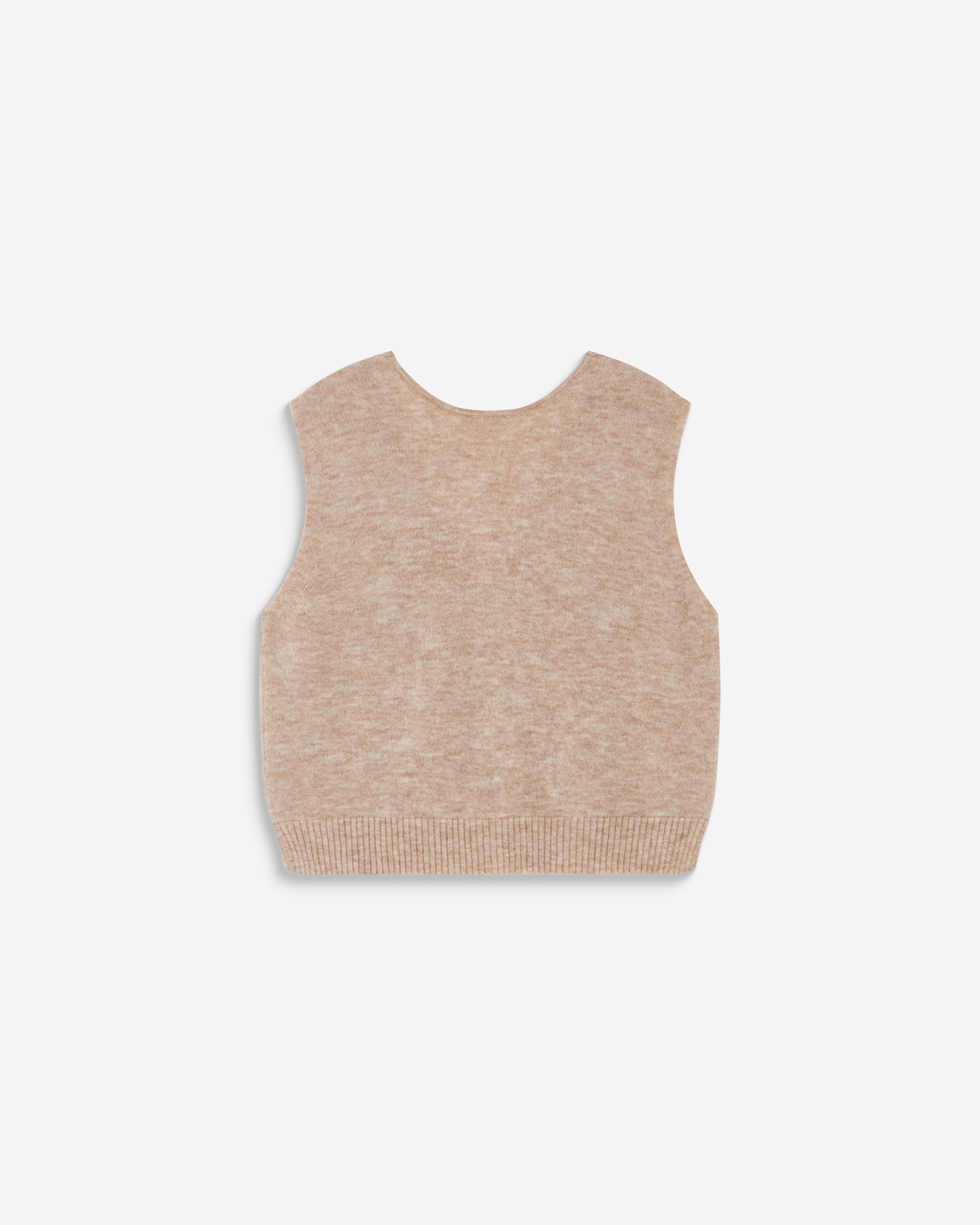 Cardigan sans manches boutonné col V beige Nars