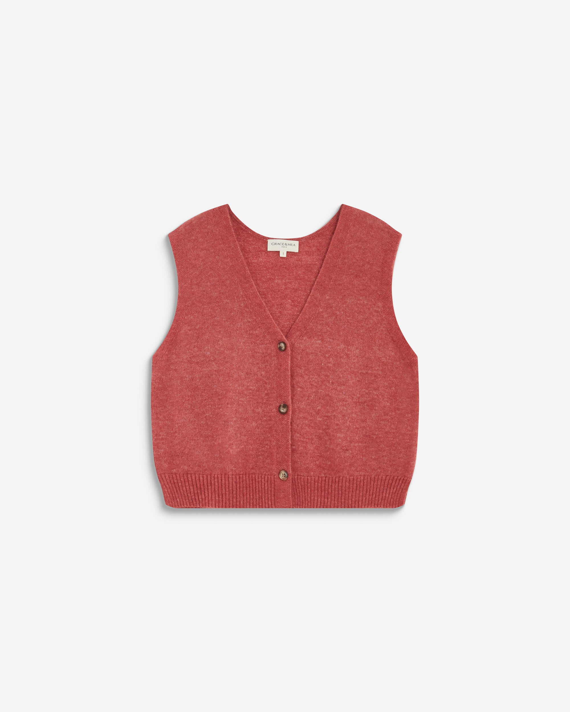 Cardigan sans manches boutonné col V blush Nars