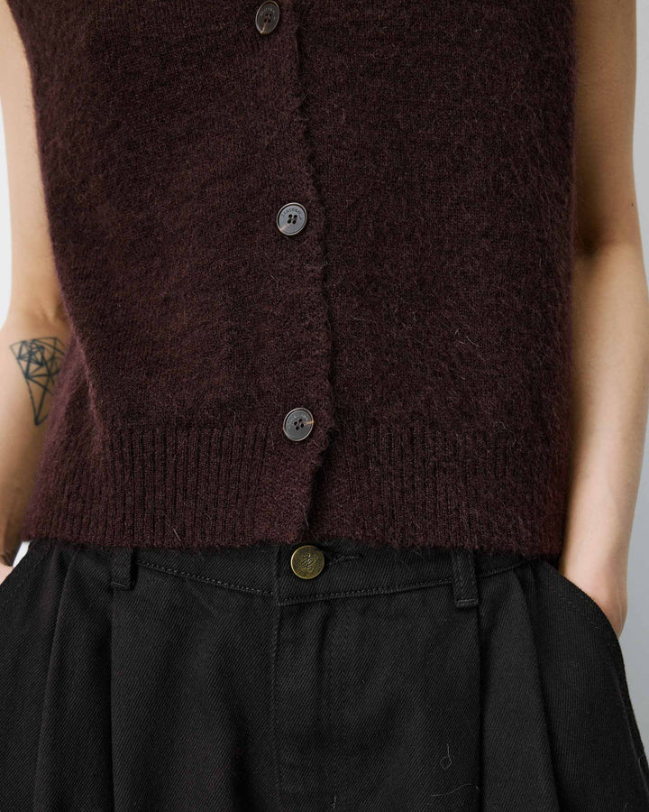 Sleeveless V-neck cardigan chocolat Nars