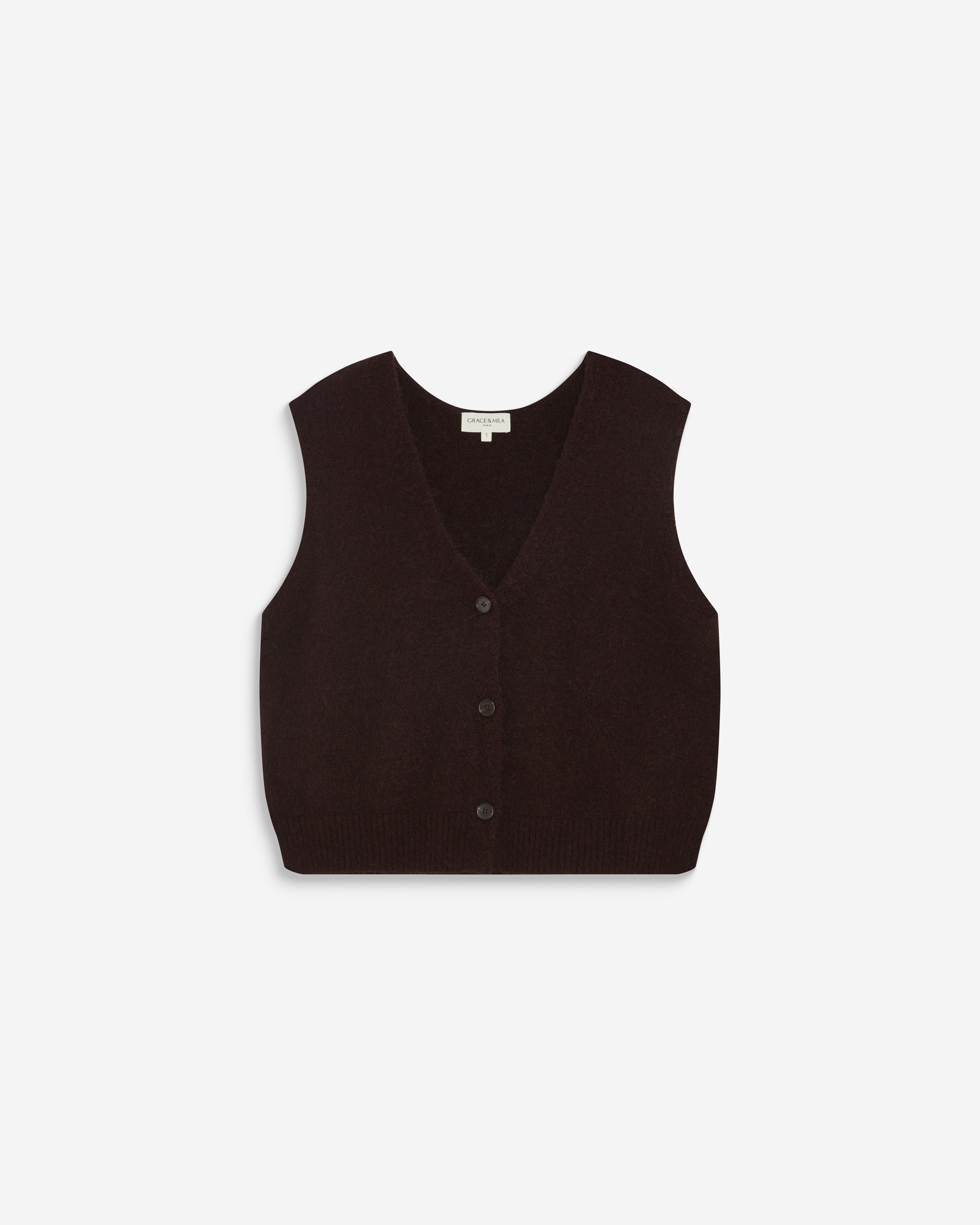 Sleeveless V-neck cardigan chocolat Nars