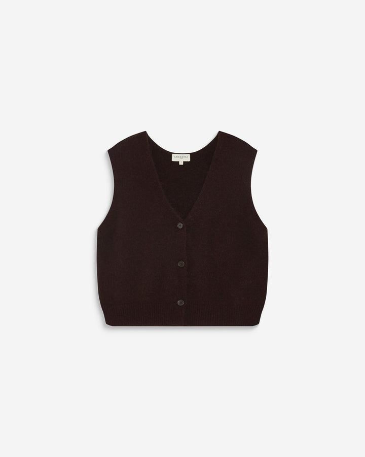 Sleeveless V-neck cardigan chocolat Nars