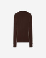 Pull maille fine près du corps col montant chocolat Aloe
