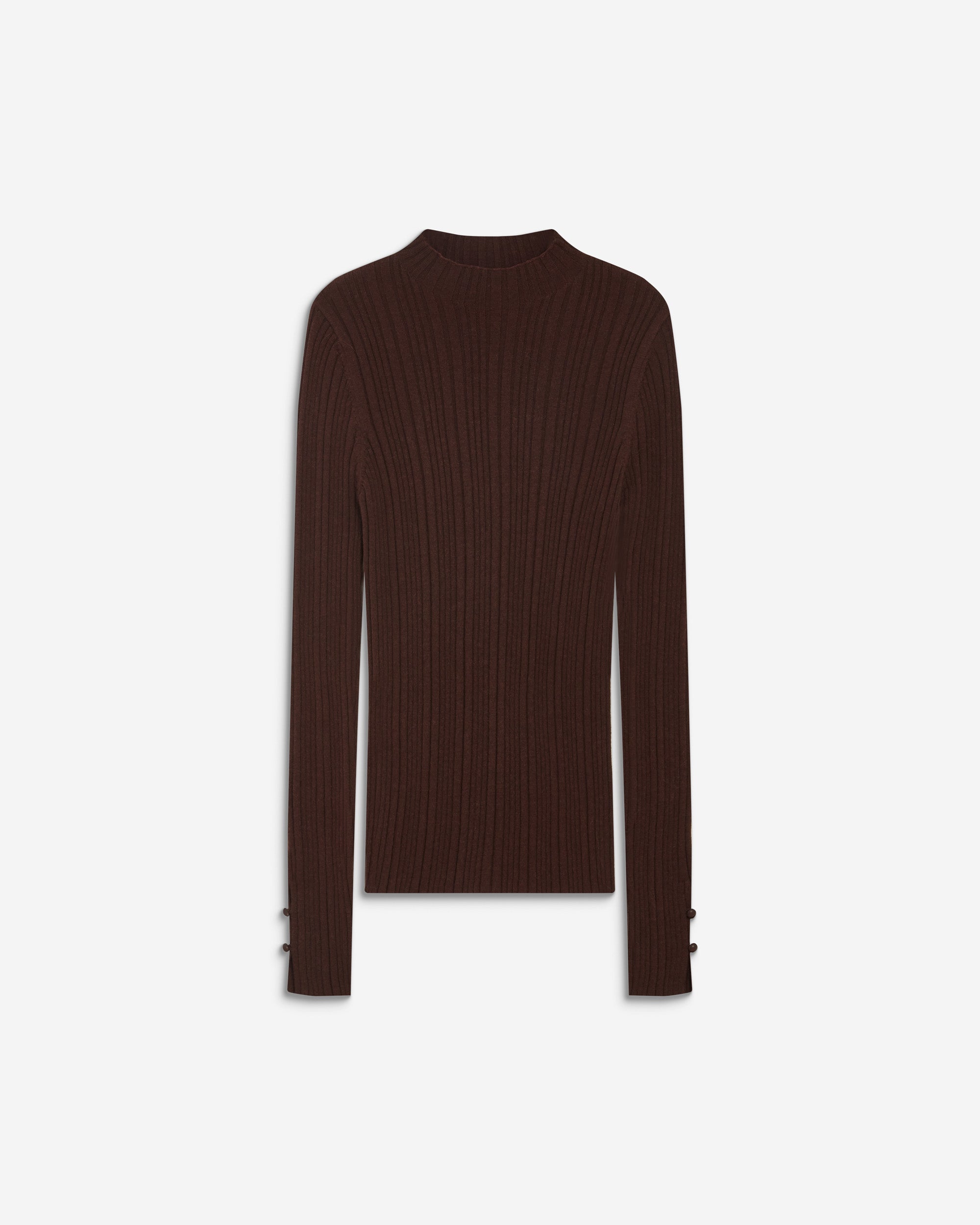 Pull maille fine près du corps col montant chocolat Aloe
