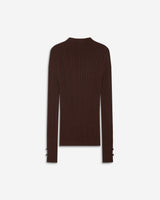 Pull maille fine près du corps col montant chocolat Aloe