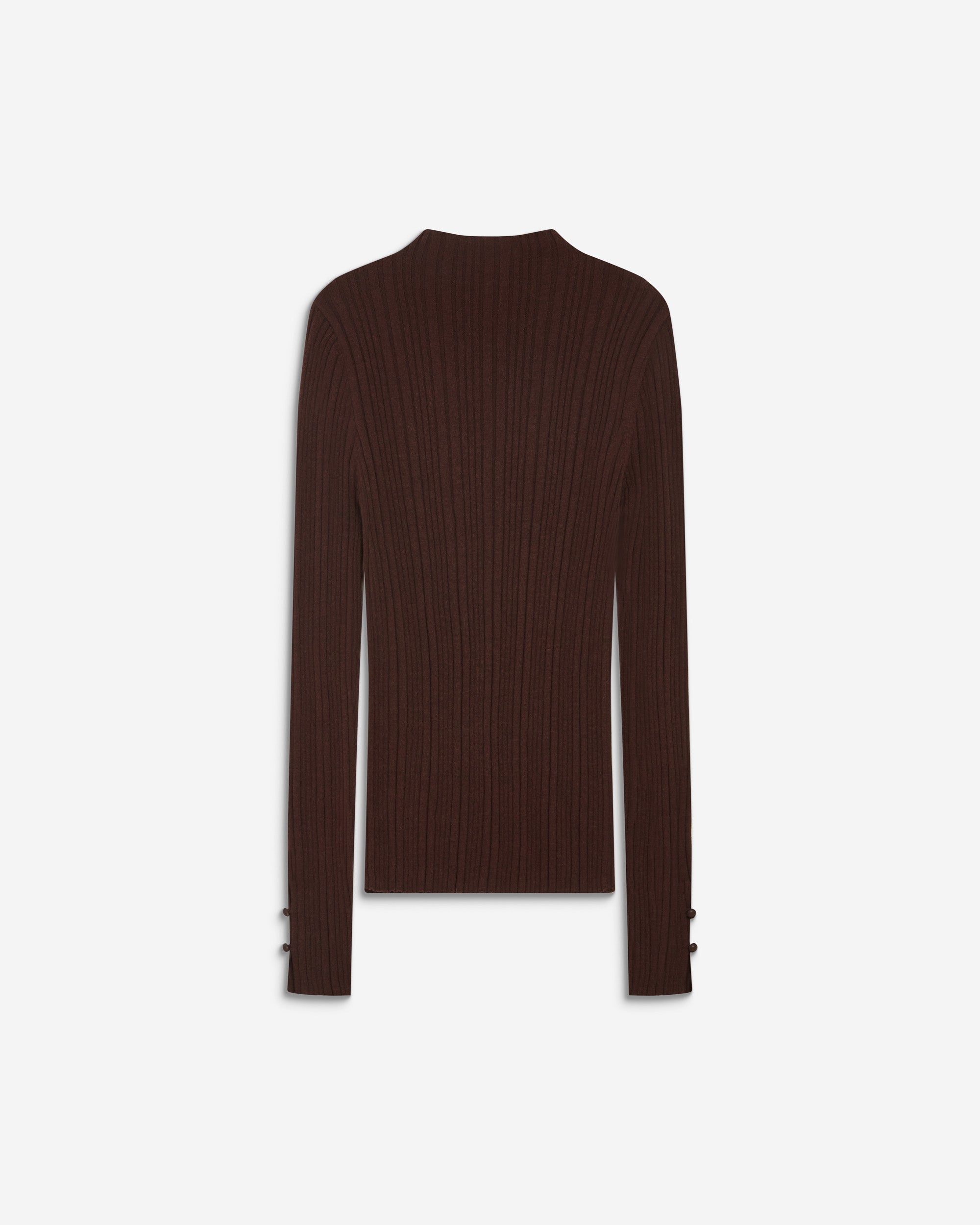 Pull maille fine près du corps col montant chocolat Aloe