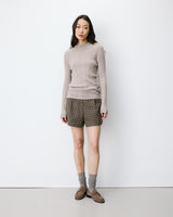 Pull maille fine près du corps col montant mocha Aloe