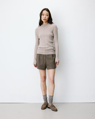 Pull maille fine près du corps col montant mocha Aloe