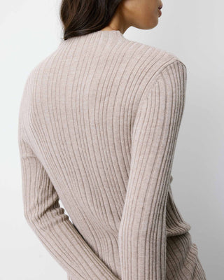 Pull maille fine près du corps col montant mocha Aloe