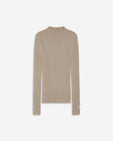 Pull maille fine près du corps col montant mocha Aloe
