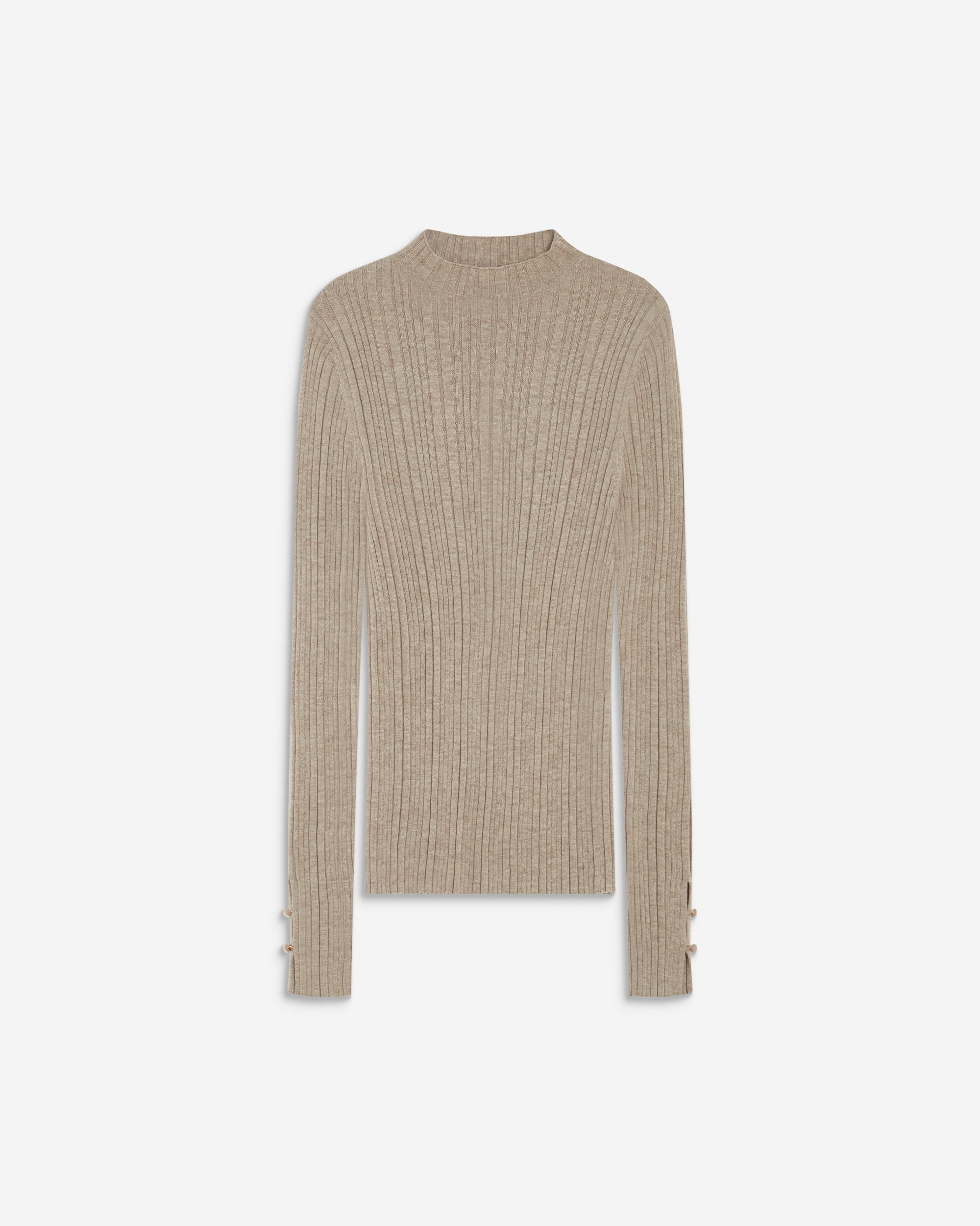 Pull maille fine près du corps col montant mocha Aloe