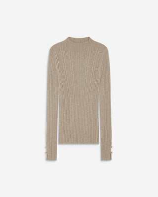Pull maille fine près du corps col montant mocha Aloe
