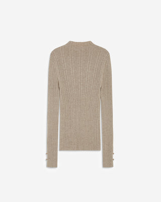 Pull maille fine près du corps col montant mocha Aloe