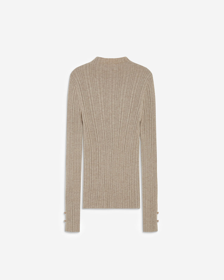 Pull maille fine près du corps col montant mocha Aloe