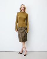 High-neck long-sleeve knit sweater olive Aloe