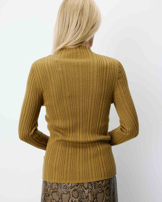High-neck long-sleeve knit sweater olive Aloe