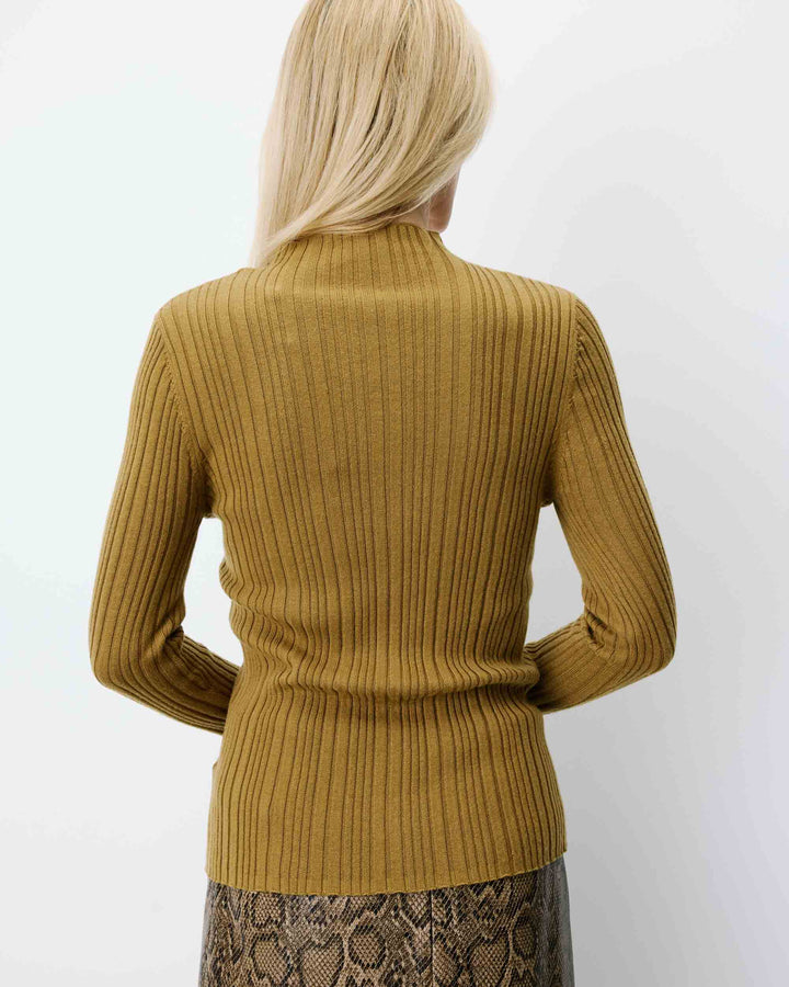 High-neck long-sleeve knit sweater olive Aloe