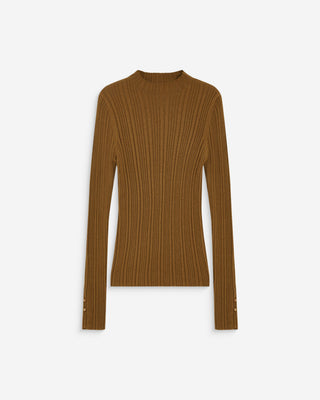 High-neck long-sleeve knit sweater olive Aloe