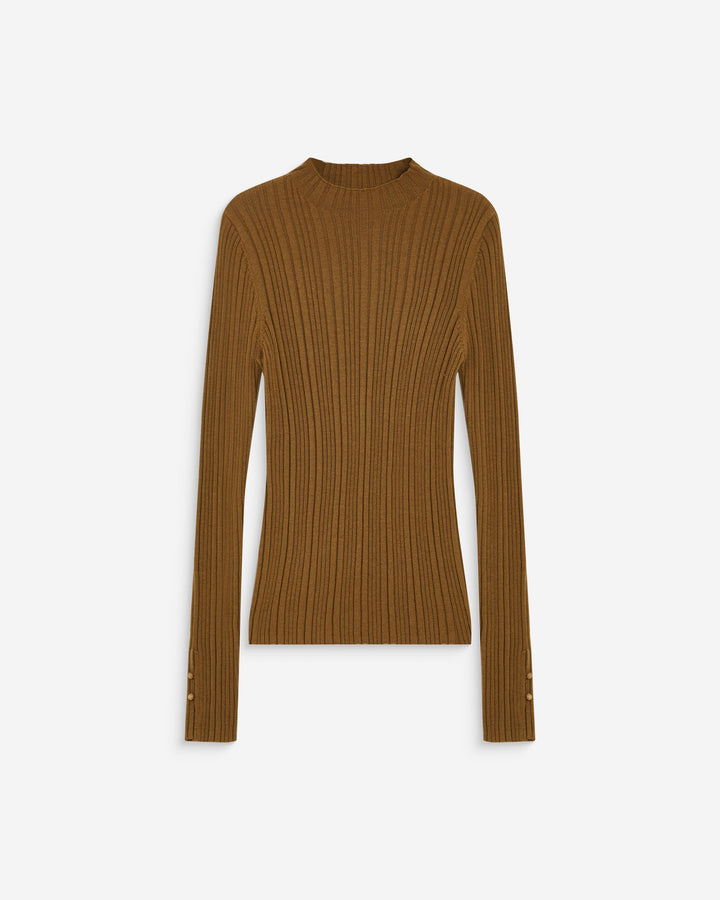 High-neck long-sleeve knit sweater olive Aloe